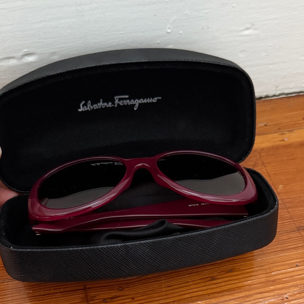Salvatore Ferragamo Wine Red Oval Sunglasses